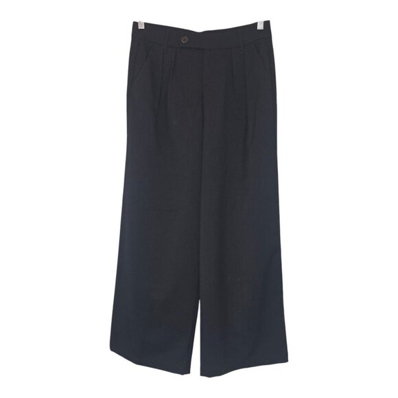 H&M DIVIDED Dress Pants Black Wide Leg Pleated Women's 4 Relaxed Casual Mid Rise - Picture 3 of 13